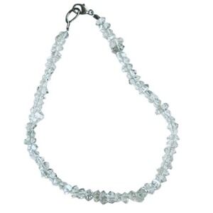 Rock Quartz crystal thin Bracelet clear Sterling 925 Genuine Natural‎ stone 6.5"